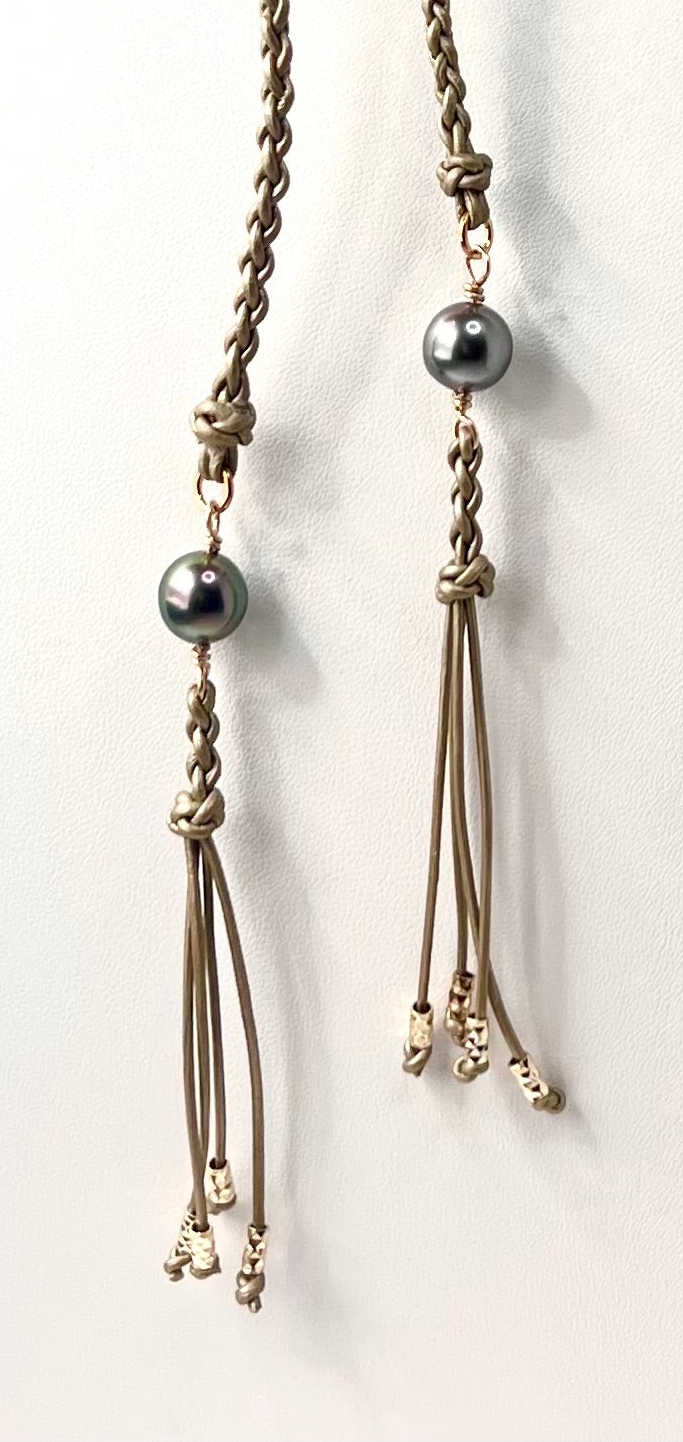 #31 Open Lariat - metallic olive duo